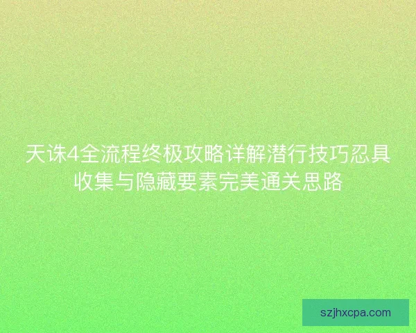 天诛4全流程终极攻略详解潜行技巧忍具收集与隐藏要素完美通关思路